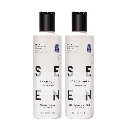 SEEN Shampoo & Conditioner Bundle, Fragrance-Free - Non-Comedogenic Hair Care Set, Dermatologist-Developed, Safe for Sen