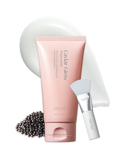 Delere Caviar Glow Collagen Wrapping Mask, Korean Peel-Off Mask, Glass Skin face – Vanilla, 3.4 Fl Oz (Pack of 1)