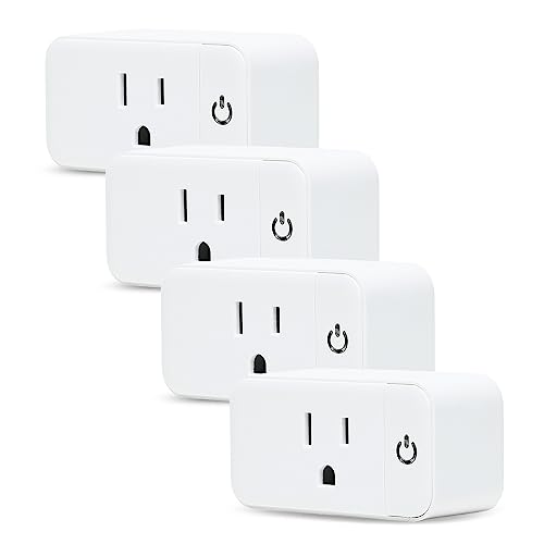 Lunabode LED 4 Pack Smart Home Wi-Fi Plugs - Alexa & Google Home Compatible, White, Toggle Switch, Automatic Operation