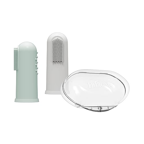 Dr. Brown's Silicone Finger Toothbrush, Gray and Green, 2-Pack - Product Imagery