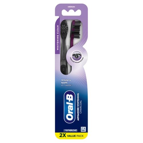 Oral-B 3D White Charcoal Manual Toothbrush, 2-Pack, Medium - Product Imagery