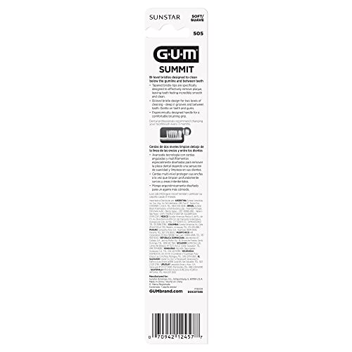GUM Summit+ Soft Toothbrush, 505ECM12, Compact Head, Soft - Product Imagery