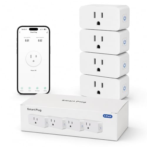 Loopo Smart Plug Mini with Energy Monitoring, 15A 2.4G Wi-Fi Outlets Support Alexa, Google Assistant, SmartThings, Timer