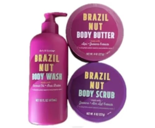 Brazil Nut Body Wash 16oz Body Butter and Body Scrub 8 ozeach - Product Imagery