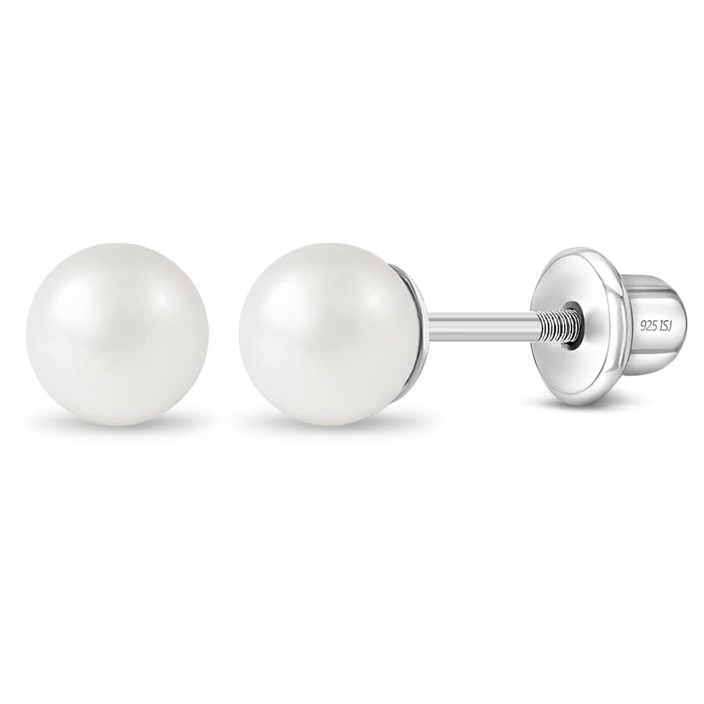 In Season Jewelry Simulated Pearl Kids Earrings – Sterling Silver – ✘ ✘ ✔ ✘ ✘, Sterli
