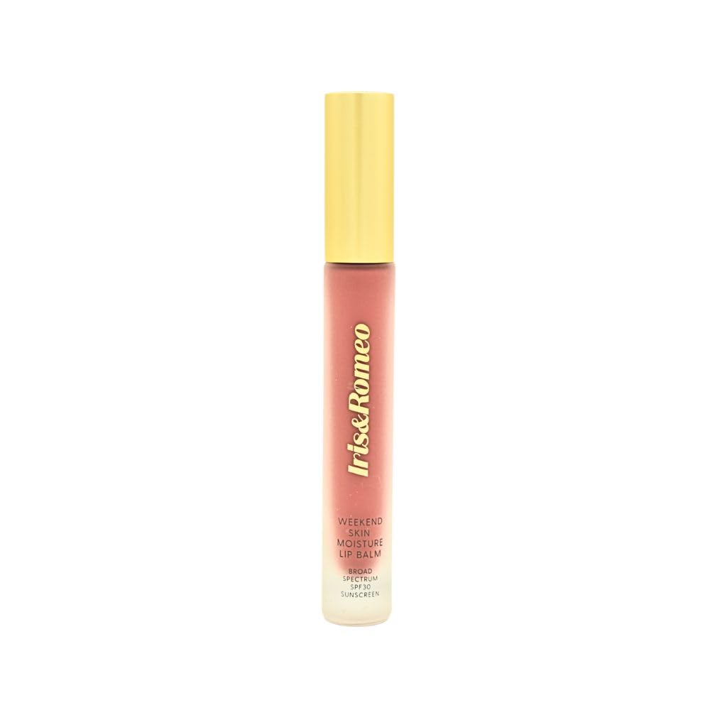 IRIS&ROMEO Weekend Skin Moisture Lip Balm SPF30 – close-up detail in Carob (rosy brown)