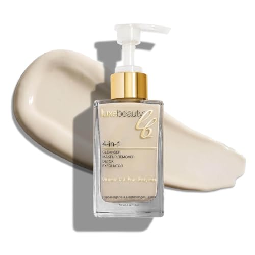 LUXEBEAUTY Luxe Cleanser All-in-One Hypoallergenic Face Cleanser + Natural Makeup Remover Face Wash + Exfoliator for All