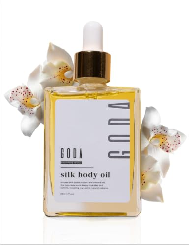 GODA Silk Body Oil Women - Firming Anti Aging Moisturizing Formula, Crepey Skin Hydrating After Shower, Scented Organic 
