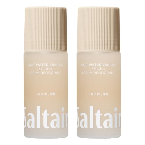 Saltair Serum Deodorant | 5% AHA Roll-On | Salt Water Vanilla, 2 Pack – Aluminum Free, Paraben Free, Salt Water Vanilla