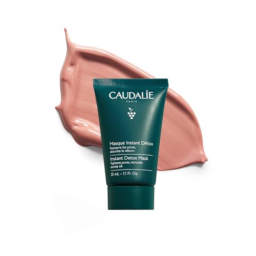 Caudalie Instant Detox Mask, Pore Minimizing Pink Clay Face Mask – Paraben Free, Natural