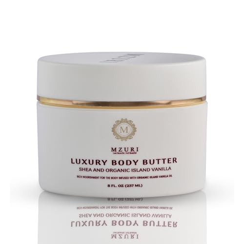 MZURI Whipped Body Butter with Shea Butter & Island Vanilla Oil, 8 fl oz