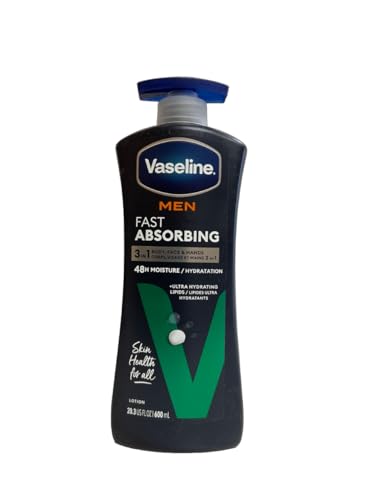 Vaseline Men Body & Face Lotion, Fast Absorbing 20.3 oz (Pack of 10)