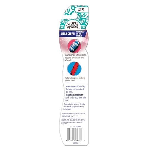 GuruNanda Smile Clean Toothbrush - Big Soft Bristles - Helps - Product Imagery