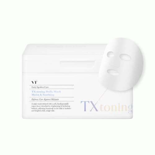 VT COSMETICS TX Toning Daily Mask 30 Sheets – Paraben Free, Unscented