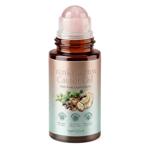 Zotreval Cold-Pressed Organic Castor Oil & Frankincense Rose Quartz Roll-On, 50 mL