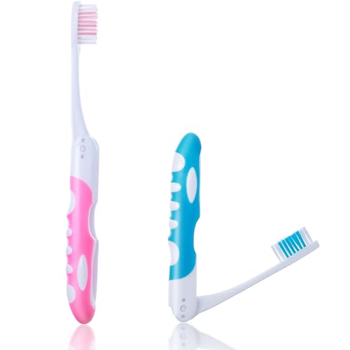 2Pcs Folding Toothbrush, Portable, Soft Travel Size, for Hiking, - Product Imagery