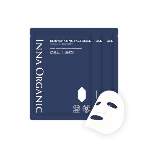 INNA ORGANIC Organic Sheet Mask - Anti-aging & Tightening｜EWG & COSMOS certified (Pack of 3) | Frankincense Essential Oi