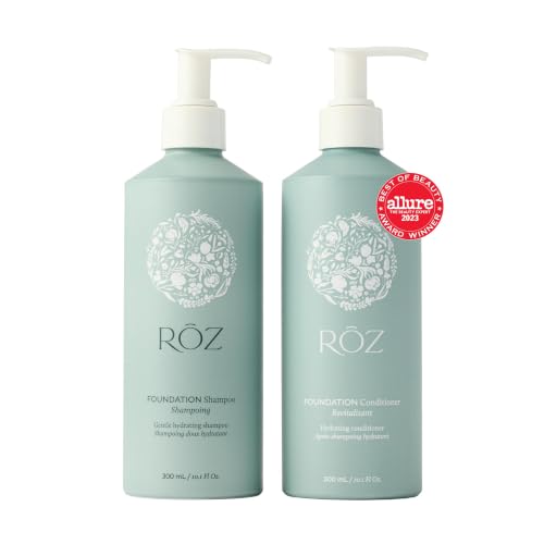 RŌZ Hydrating Sulfate-Free Shampoo and Conditioner Set, 10.1 oz Each Bottle – All Hair Colors, Signature Scent, Pack of 