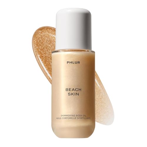 PHLUR Beach Skin Shimmering Body Oil, 4 Oz – Coconut, Vanilla & Sandalwood