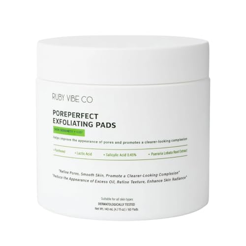 RUBY VIBE CO Exfoliating Toner Pads, Salicylic Acid for Smoother - Product Imagery