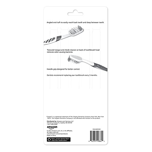Amazon Basics Clean Plus Soft Bristle Toothbrushes with Angled - Product Imagery