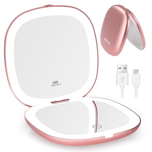 WOBSION 1x/10x Rechargeable Lighted Travel Makeup Mirror – Plastic