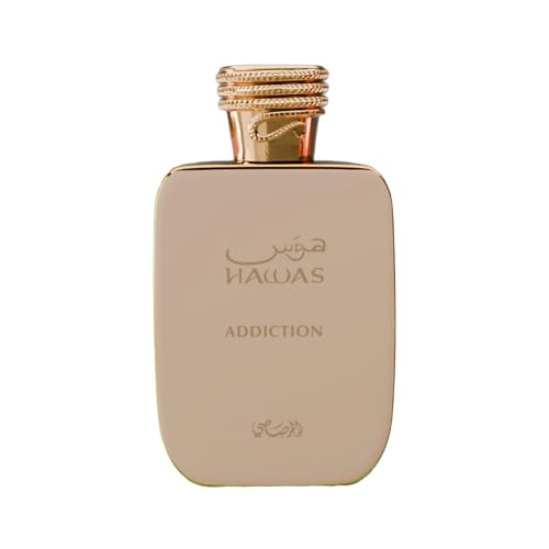 RASASI Hawas Addiction EDP Unisex 3.38 Fl Oz – Caramel , Vanilla, Ice Cream , Cotton Candy, Marshmallow,Milky, Vanilla, 