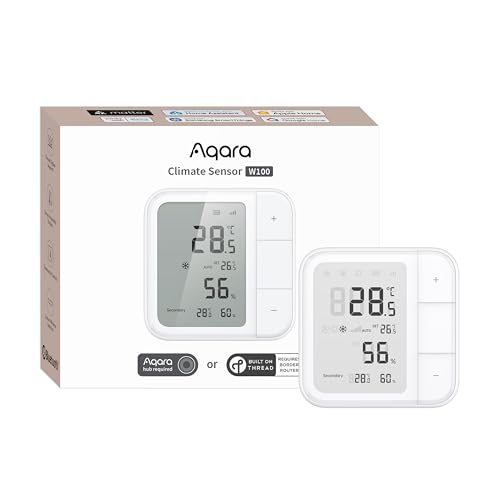Aqara Thread/Zigbee Smart Climate Sensor W100, Wireless Remote HVAC Control