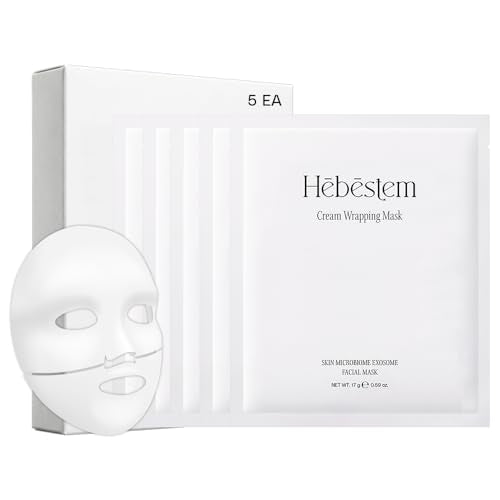 Hebestem Cream Wrapping Sheet Mask with Probiotic Exosome | 0.59 oz x 5 Pack, Hydrating Face Mask, Non-Sticky Sheet, Ela