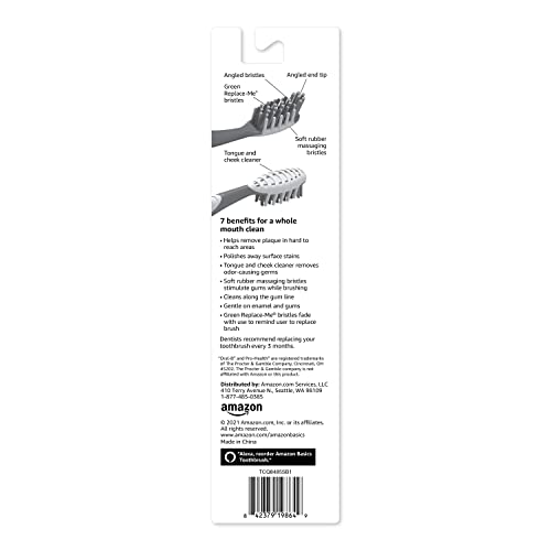 Amazon Basics MultiPro Toothbrushes with Angled Bristles, Soft, - Product Imagery