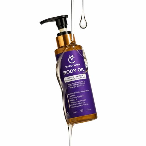 vitae charm Body Oil for Crepey, Dry & Mature Skin | 3.4 fl oz | 9 Oils Mix