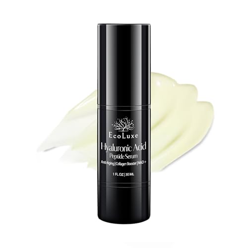EcoLuxe Hyaluronic Acid Peptide Serum – 4x HA, NAD⁺ & Copper Peptides – Natural, Unscented, 1 Fl Oz