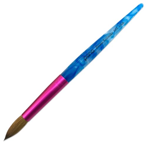 PANA Pure Kolinsky Hair Acrylic Nail Brush - Round Shape Pink Ferrule with White Swirl Blue Handle (Size 20) – White Swi