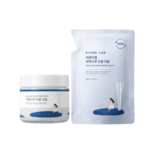 ROUND LAB Birch Juice Moisturizing Cream 2.7 Fl Oz 1+1 Refill Set - Product Imagery