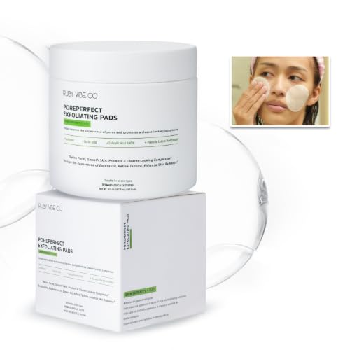 RUBY VIBE CO Exfoliating Toner Pads, Salicylic Acid for Smoother - Product Imagery