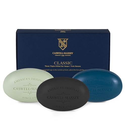 Caswell-Massey Men’s Bar Soap Gift Set – Newport, Oaire & Greenbriar – Moisturizing Triple-Milled Body Wash Bars for All