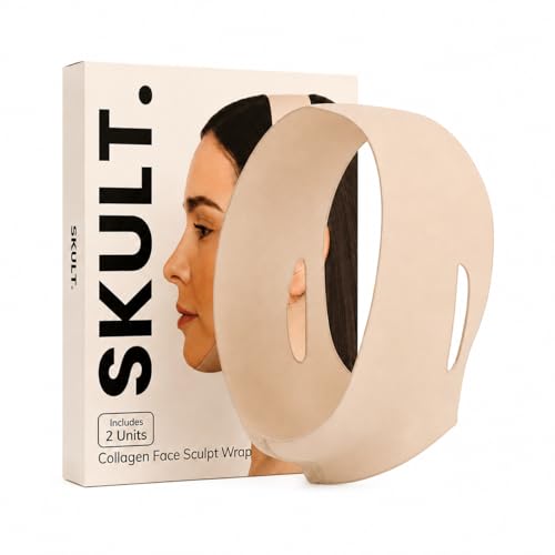 SKULT Collagen Face Sculpt Wrap for Chin & Jawline, Double Chin Strap for Sleeping, Reusable Adjustable Jawline Strap, V