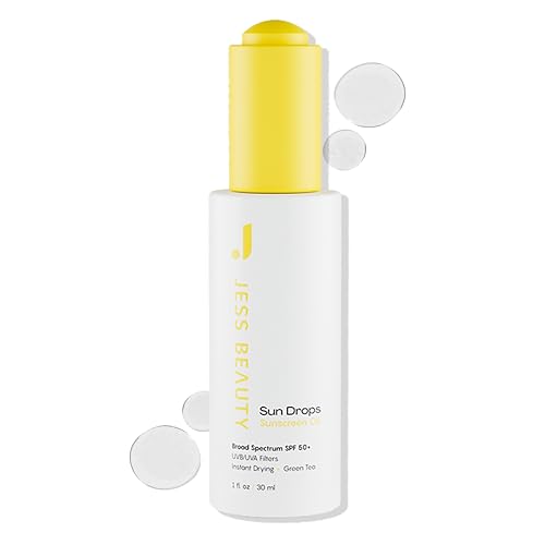 JESS BEAUTY | Sun Drops SPF 50 Sunscreen Oil | Lightweight Non-Greasy Face Sunscreen with Squalane, Baobab Oil & Green T