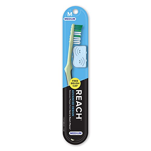 Reach Advanced Design Medium Bristle Toothbrush with Cap, 1 Count - Product Imagery
