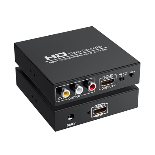 LUKFOCAB HDMI to RCA and HDMI Converter, 3RCA CVBS AV Composite Video Audio Adapter