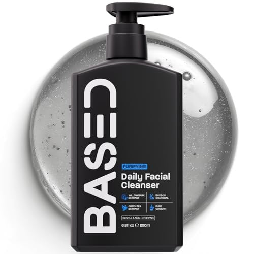 BASED BODYWORKS BASED Daily Facial Cleanser for Men - Deep Cleaning Formula with Bamboo Charcoal & Willow Bark - Removes