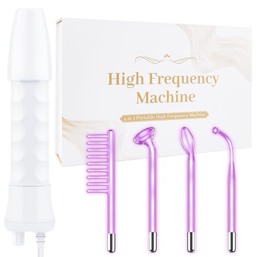 High Frequency Facial Wand - Uaike 4 in 1 Violet Portable Handheld – Purple 4 Pack, Glass