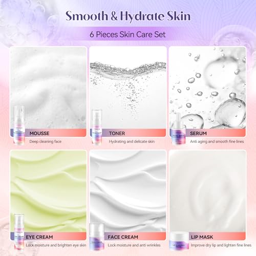 Collagen Retinol Skincare Set, 6 Pcs Anti-Aging Skin Care Set - Product Imagery