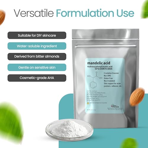 Mandelic Acid Powder 99.9% Purity, Cosmetic Grade DIY Skincare - Product Imagery