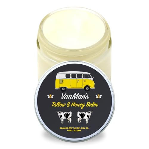 The VanMan Company Vanman's Tallow and Honey Balm With No Added Scent - Face Moisturizer with Grass-Fed/Finished Beef Ta