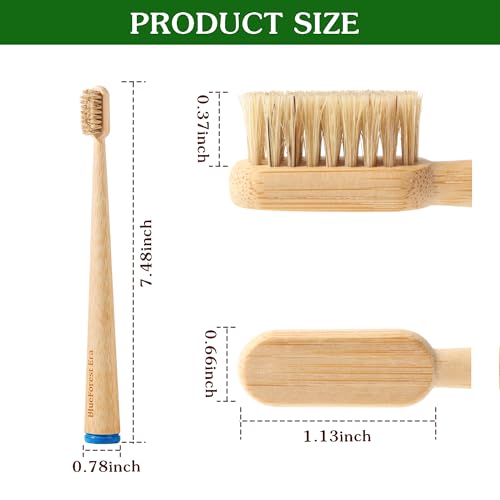 Boar Bristle Bamboo Toothbrushes Plastic Free 4 Pack - Product Imagery