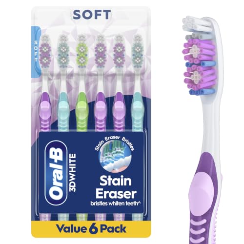 Oral-B 3DWhite Stain Eraser Manual Toothbrush, Soft, 6 ct. - Product Imagery