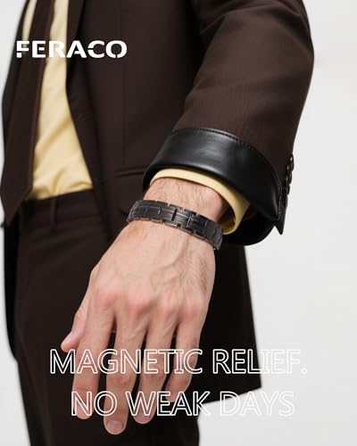 Feraco 5X Strength Magnetic Bracelet for Men,Titanium Steel - Product Imagery