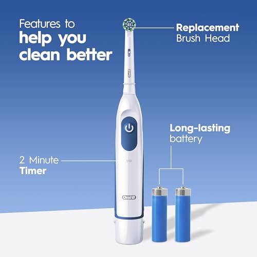Oral-B Pro 100 3D White, Battery Toothbrush, White - Product Imagery