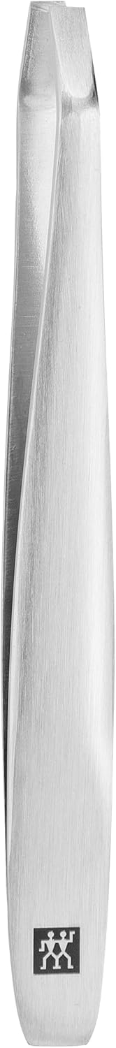 ZWILLING Angled Tweezers (for eyebrow plucking, textured, perfectly calibrated tips, hypoallergenic), Premium, Silver, 3